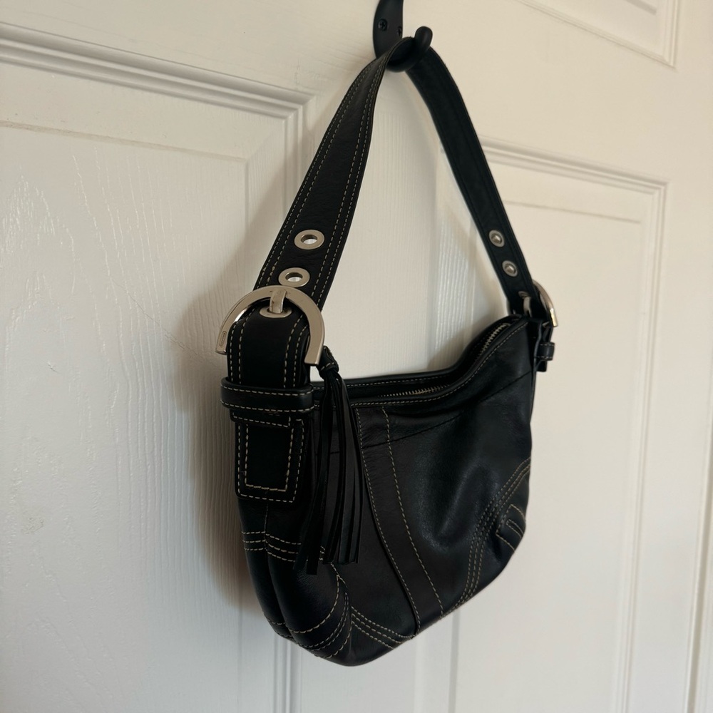 2000’s Y2K Vintage Black Coach Shoulder Hobo Bag Mini Purse - Picture 2 of 3